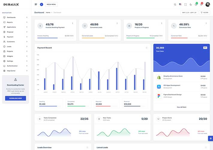 網站管理系統后臺數據儀表盤響應式后臺統計網站網頁模板