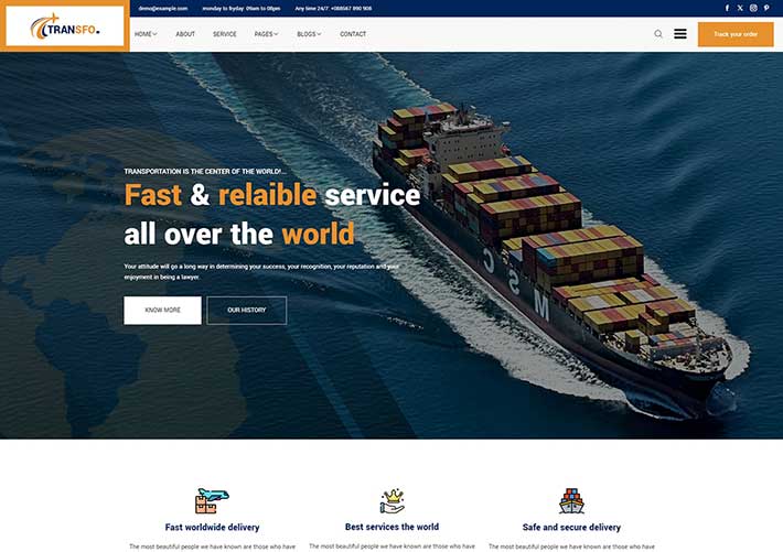 響應式海上貨運物流快遞服務公司網站網頁HTML模板