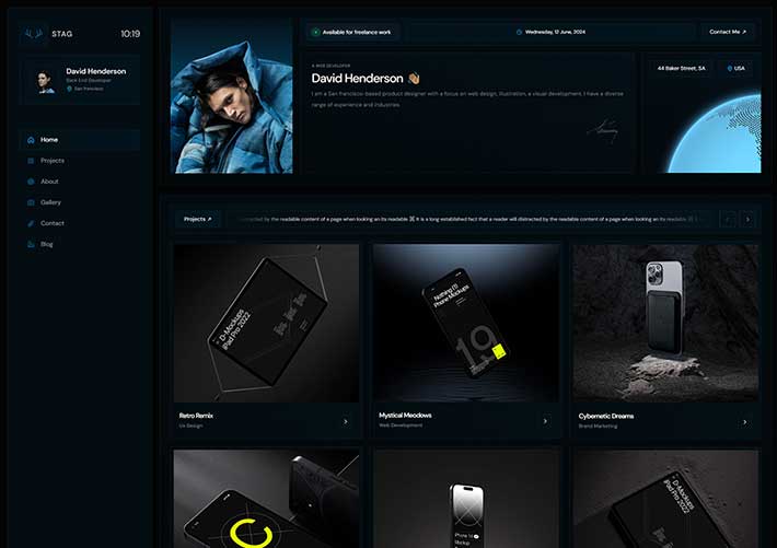 響應式炫酷創意個人主頁個人作品集HTML網站模板