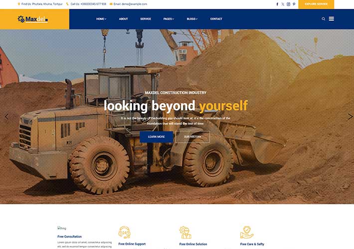 響應式建筑工業工程施工公司網站網頁HTML模板