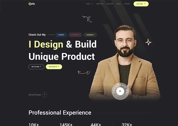 HTML5產品構建師個人簡歷網站網頁靜態源碼模板