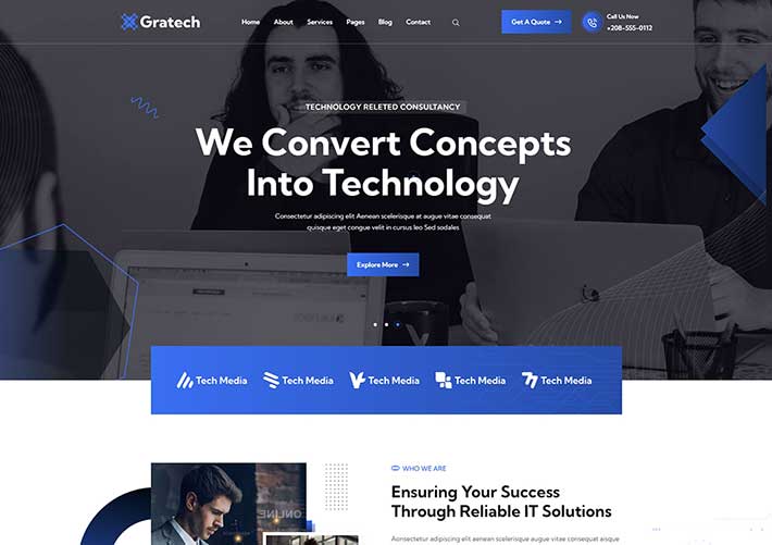響應式IT服務技術型公司解決方案網站網頁HTML模板