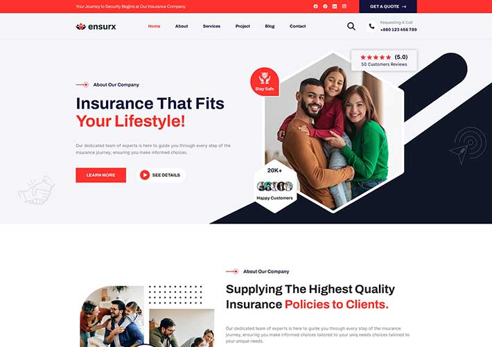 響應式多業態保險公司商業代理服務企業網站網頁HTML模板