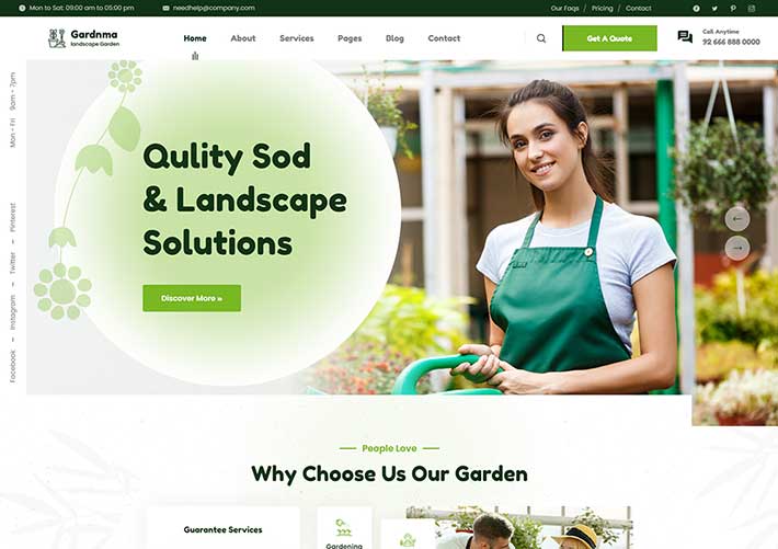 響應式農業景觀設計園藝園林綠化HTML5網站網頁源碼模板