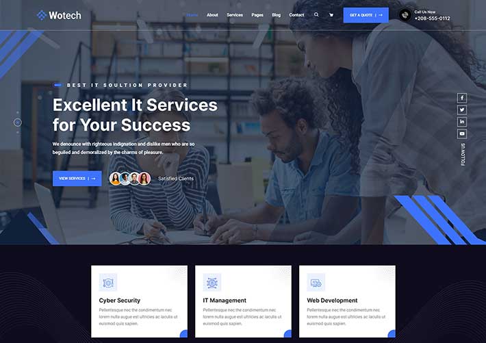 響應式網絡科技IT服務和商業公司網站網頁HTML模板?