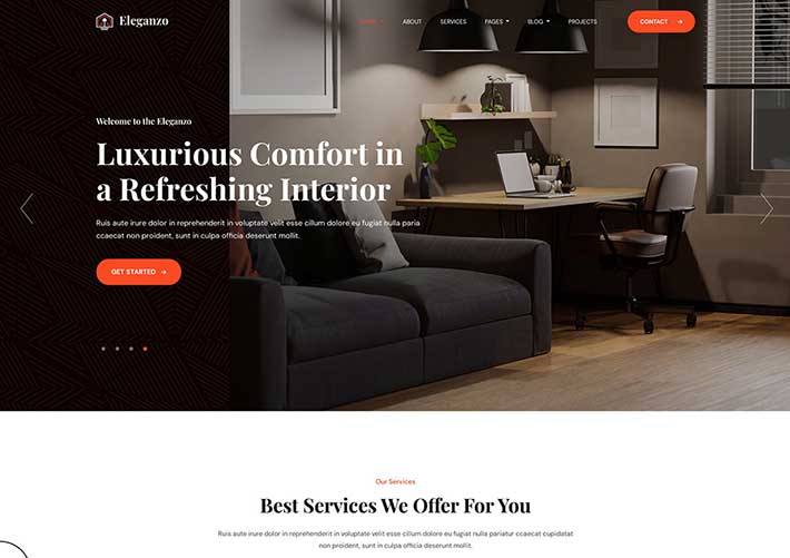 響應式工程室內建筑設計企業網站網頁HTML模板