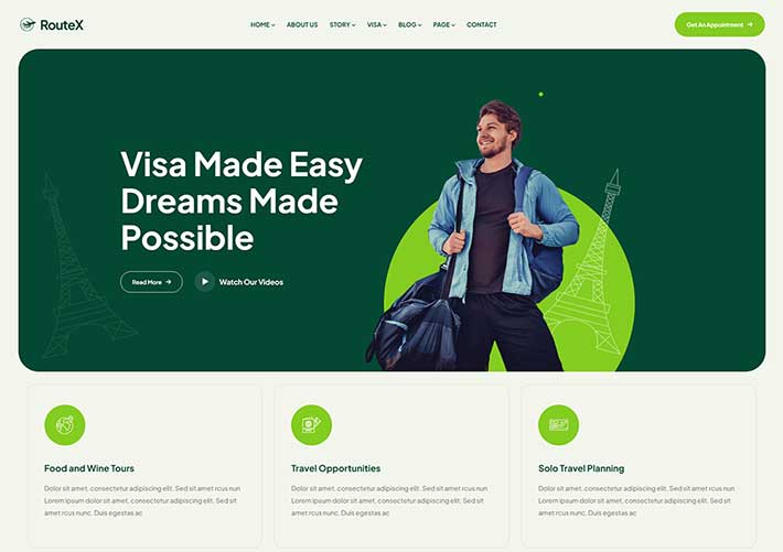 響應式商務簽證移民旅游簽證咨詢服務企業網站網頁HTML模板