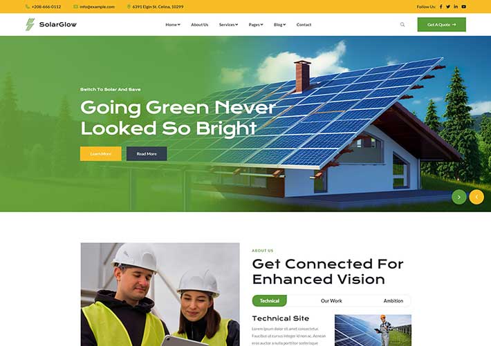 響應式太陽能可再生能源企業集團網站網頁HTML模板