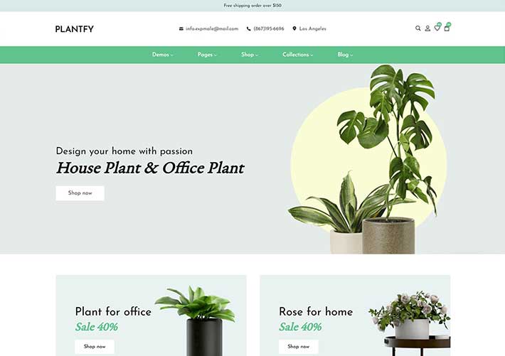 綠植盆栽電子商務商城網站Web網頁HTML模板