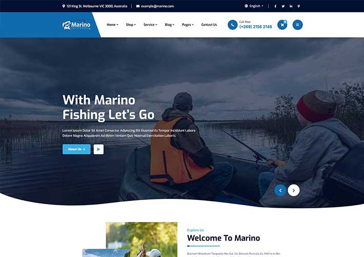 俱樂部釣魚活動和海洋愛好者響應式網頁HTML模板