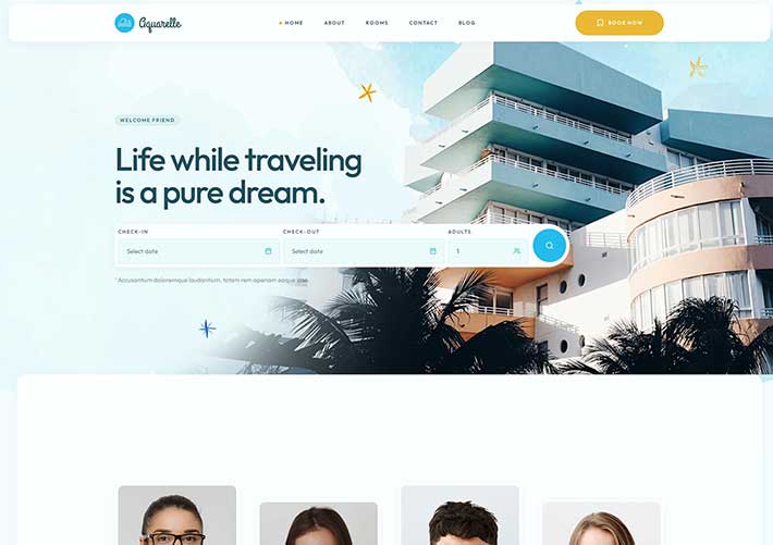 響應式酒店旅游預訂服務網站網頁HTML源碼模板