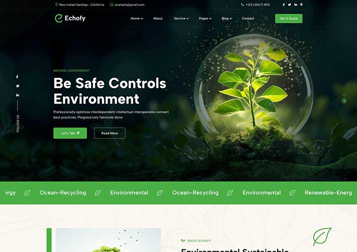 新能源自然資源組織環境保護公司網站網頁HTML模版