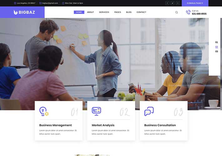 HTML5企業管理市場分析咨詢公司響應式網站網頁模板