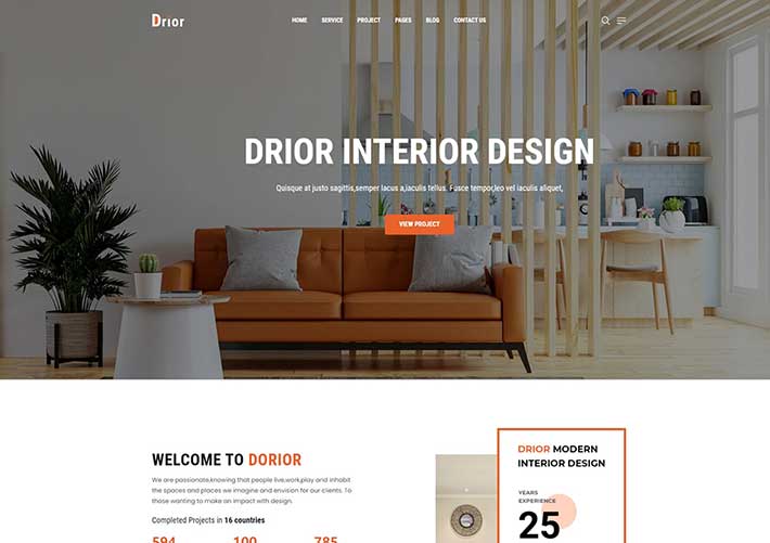 響應式建筑和室內設計業務網頁網站HTML源碼模板