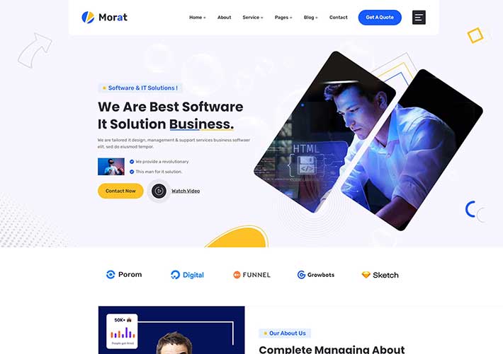 響應式IT服務軟件開發企業網站HTML5網頁模板