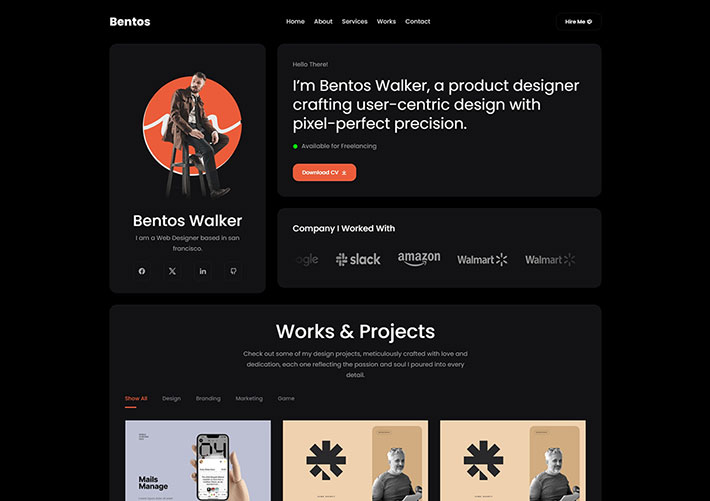 創意黑色個人主頁個人介紹簡介網站網頁HTML模板