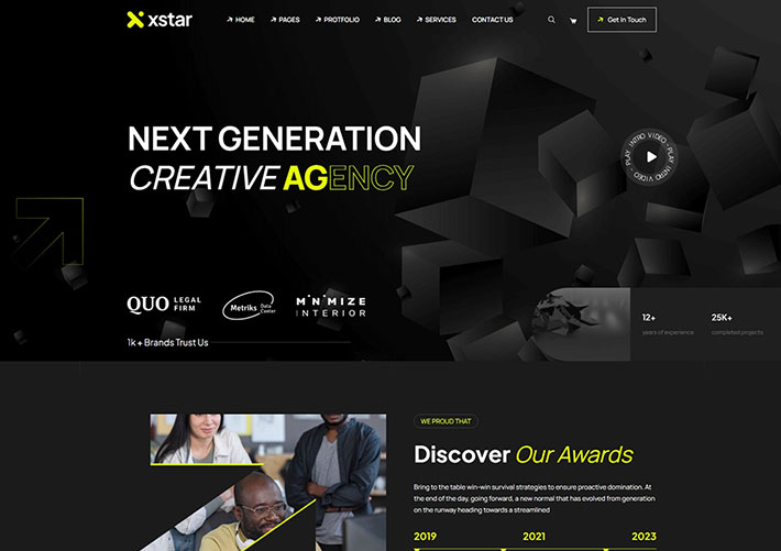 炫酷黑色工作室個人主頁簡介網站網頁HTML模板