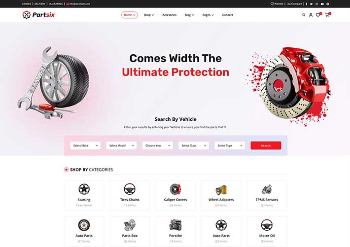 響應式電子商務汽車零配件電商網站網頁HTML模板