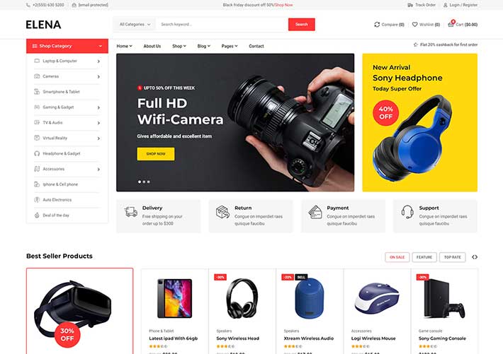 多用途電子商務在線出售購物網站網頁HTM5模板