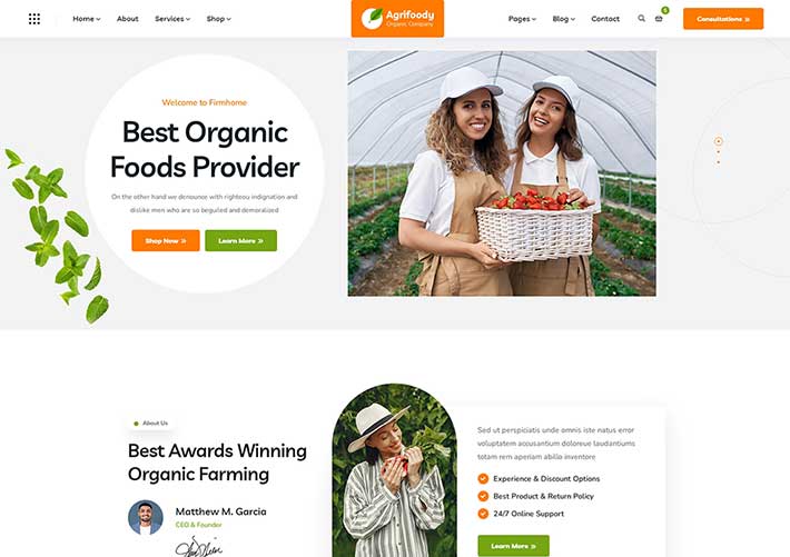 響應式農業與有機食品企業網站網頁HTML5模板