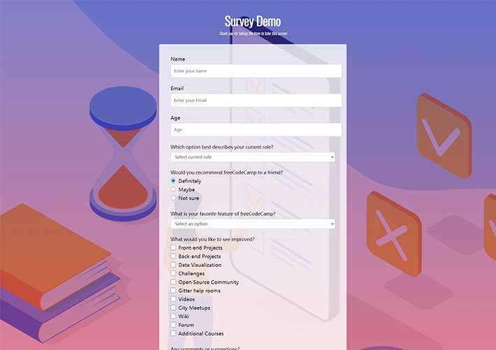 表單制作代碼調查問卷設計網頁HTML模板