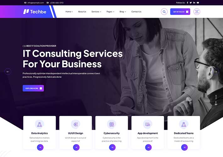企業時尚IT服務互聯網技術網絡科技網站HTML5網頁模板