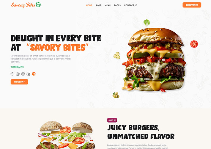 響應式HTML5漢堡美食服務宣傳網站網頁HTML模板
