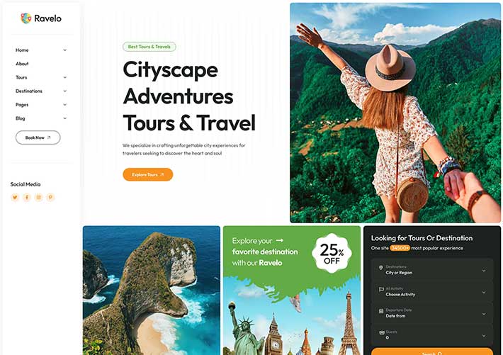 多用途現代冒險旅游旅行景區服務企業網站HTML5模板