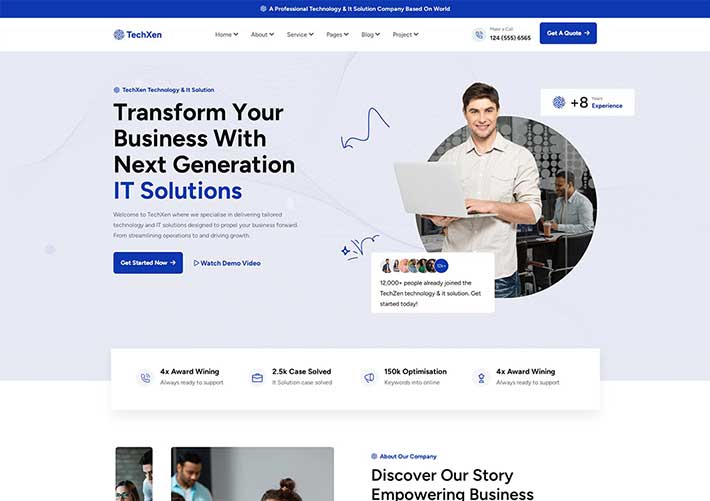 響應式IT網絡解決方案技術公司HTML網站網頁模板