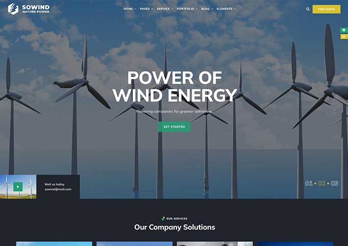 響應式太陽能新能源可再生能源企業網站HTML網頁源碼模板