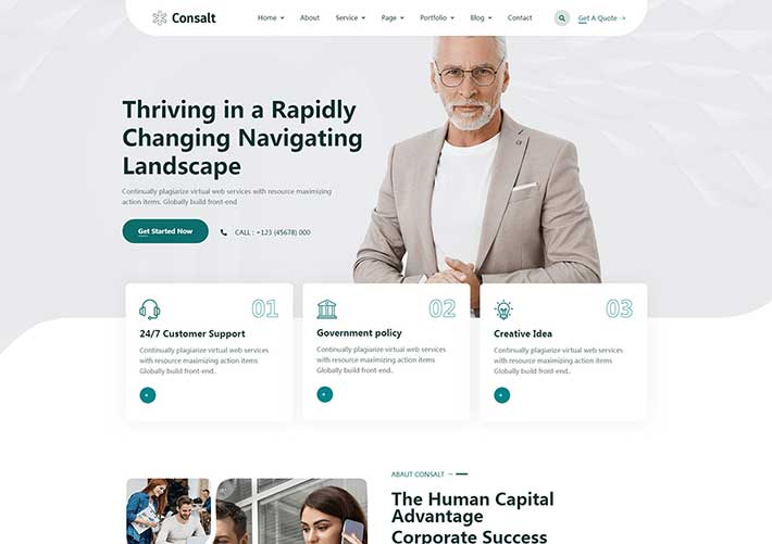 響應式商業財務企業金融咨詢顧問HTML5網頁模板