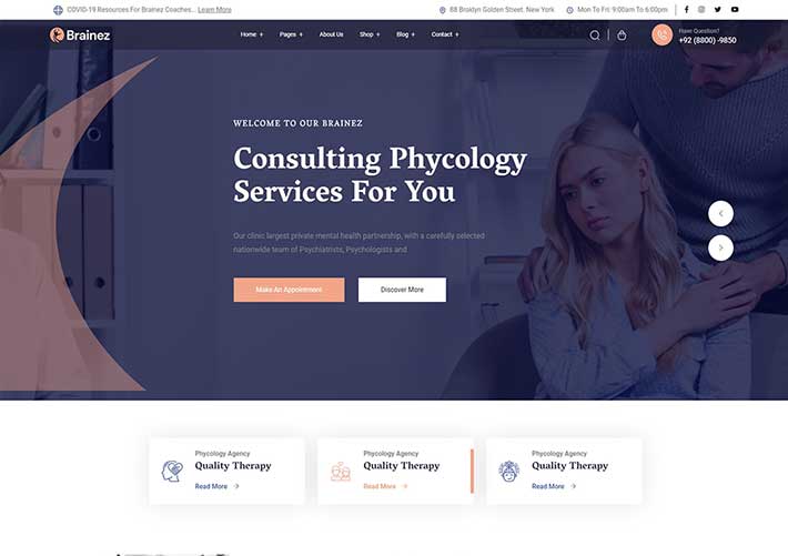 響應式心理咨詢治療醫生健康行業HTML5網頁模板