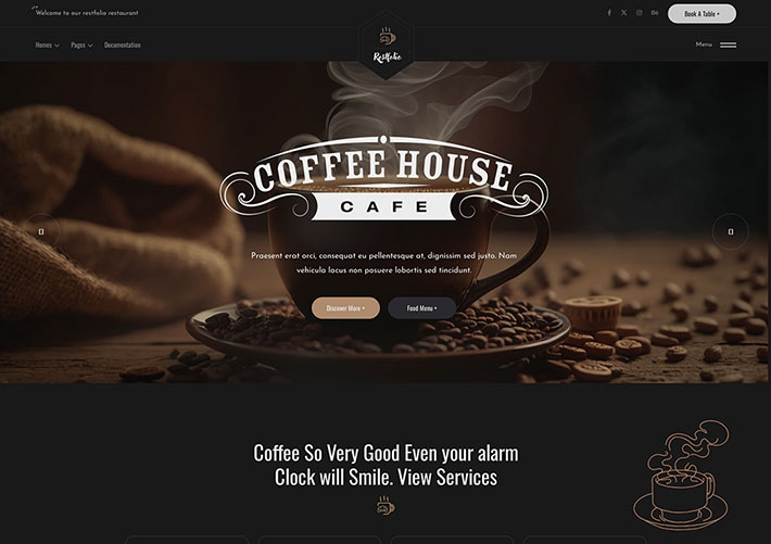 歐美風格餐飲美食飲品面包網站網頁HTML模板