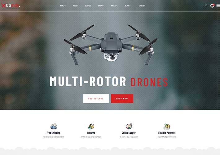 響應式無人機在線商城宣傳網站網頁HTML模板