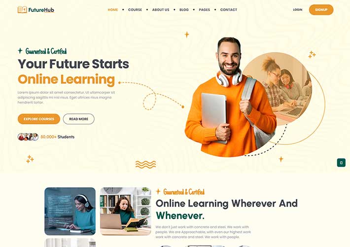 響應式在線學習教育服務機構網站網頁HTML模板