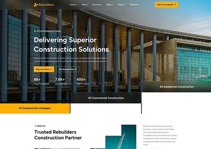高端工程設計施工建筑公司網站網頁HTML樣式模板