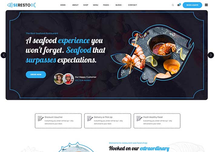 響應式餐飲海鮮美食餐廳宣傳企業網站網頁HTML源碼模板