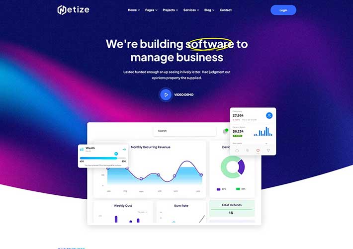 響應式科技服務企業機構網站html主頁網頁模板