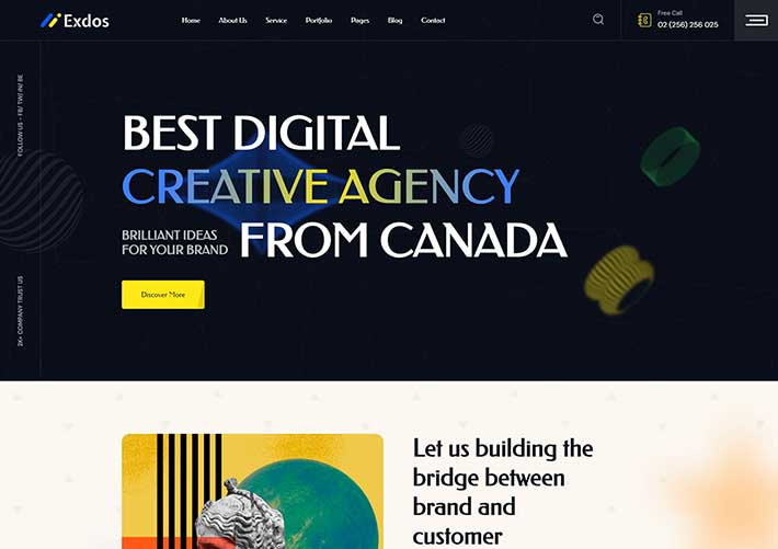 響應式創意機構設計師數字營銷企業網站網頁HTML5模板