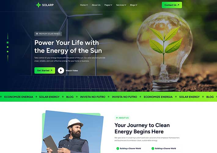 響應式新能源環境資源企業官網網站前端HTML網頁模板