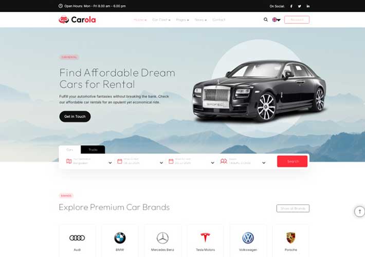 響應式汽車租賃業務二手車展示網站網頁HTML模板